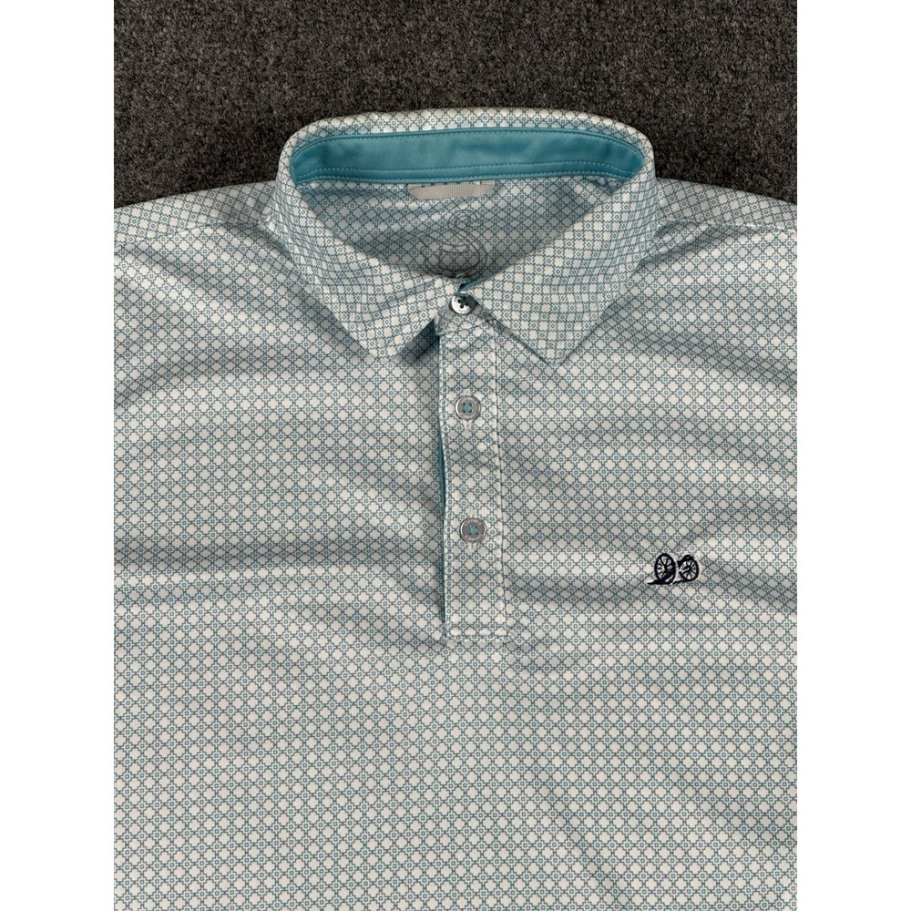 Swannies Golf Polo Shirt Men's M Teal Blue/Green Geometric Civil War Canon Logo